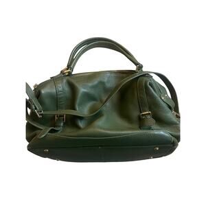 Ora Delphine Green Leather Satchel Slouchy Shoulder Bag Gold Hardware Y2K
